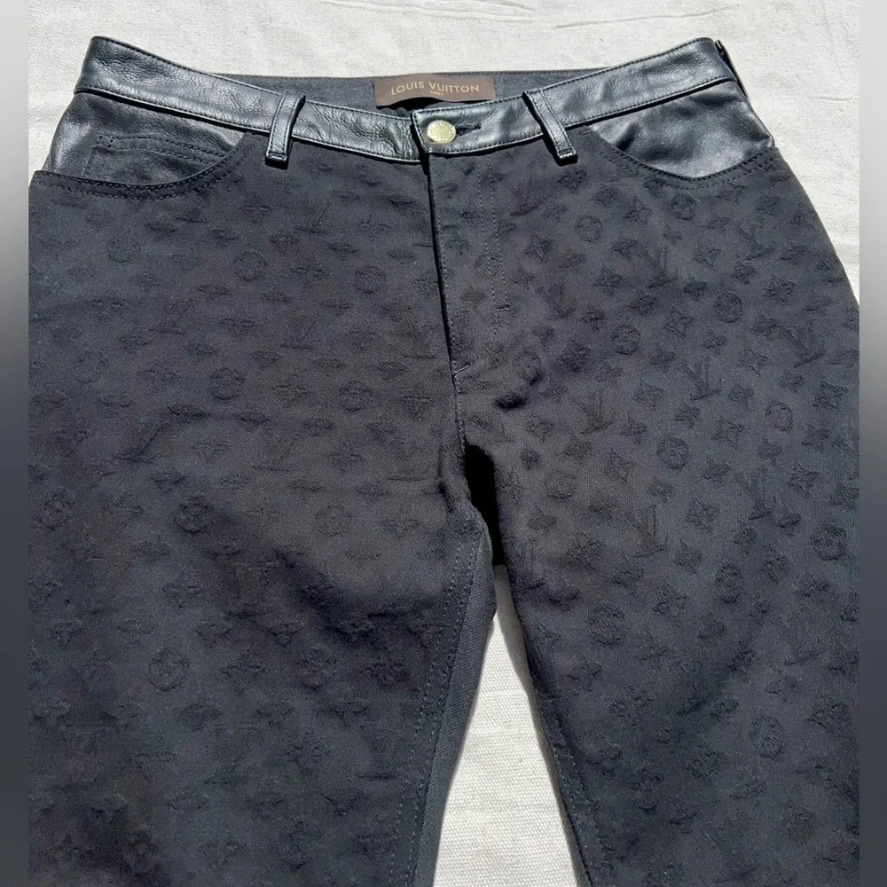 Louis Vuitton (Marc Jacobs Era) Monogram Logo Jeans w/ Leather Trim - FR/EU 38